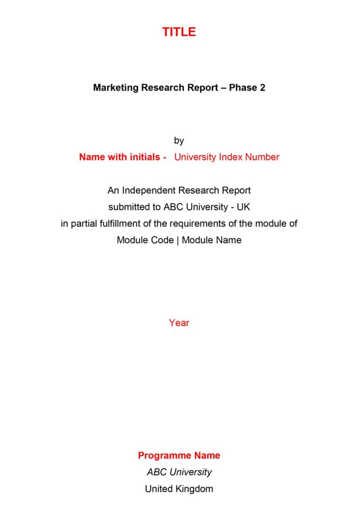 first page of the research report is